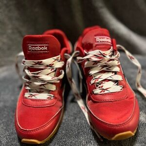 Reebok Red Athletic Shoes with Patterned Laces